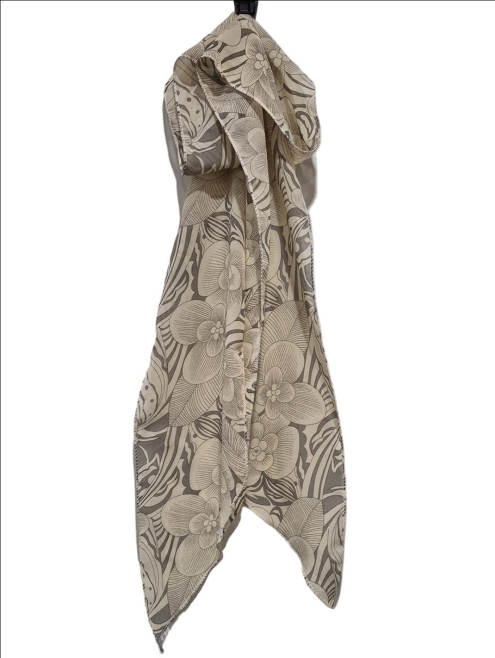 Neutral Floral Orchid Satin Sash Belt Scarf / Tie Neck Ribbon - Size 14
